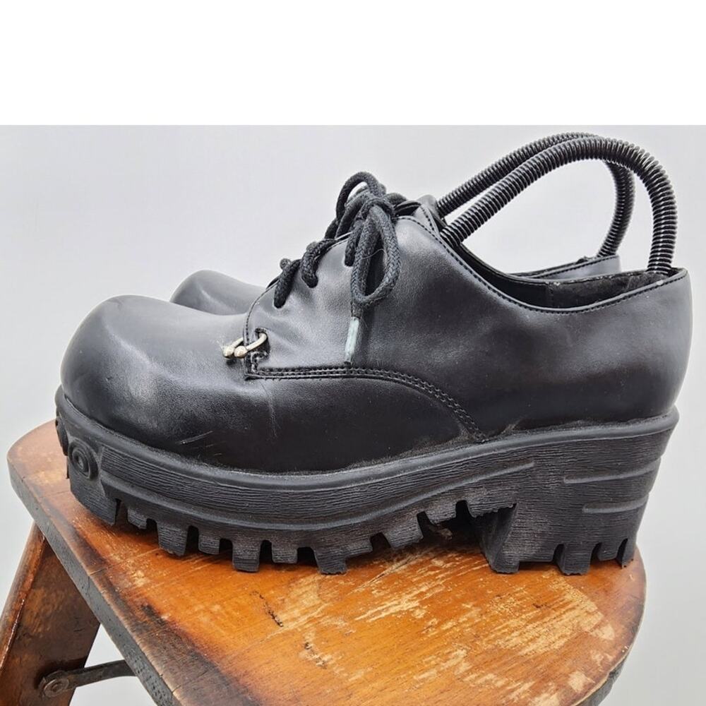 Vintage Y2K City Snappers Chunky Black Platform Shoes Size 7 Grunge